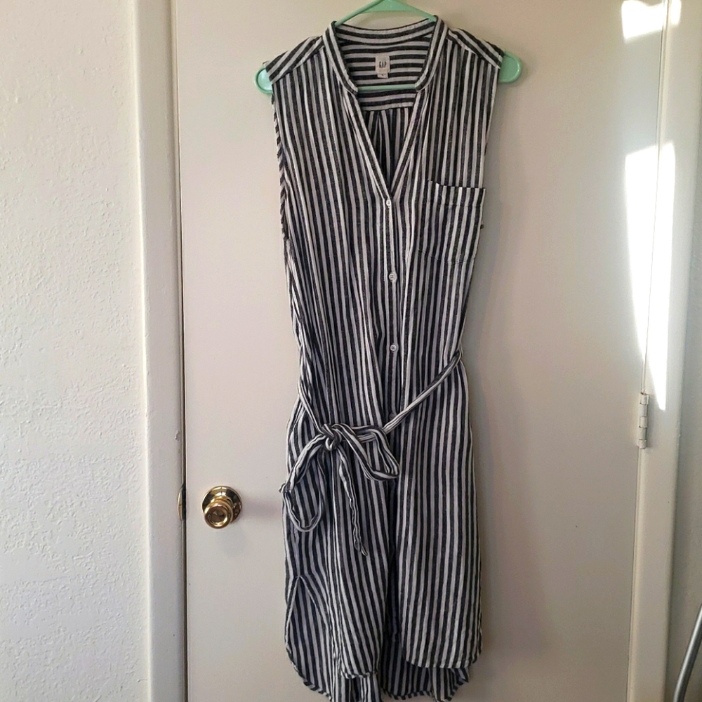 GAP Linen Blend Striped Dress